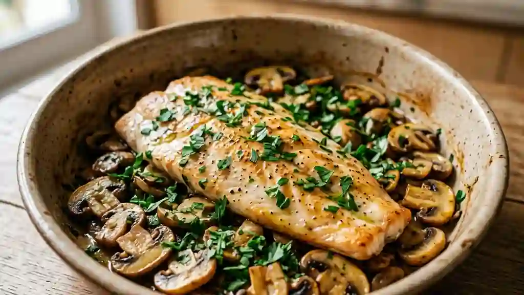 Saumonette fondante aux champignons de Paris - Photo de présentation