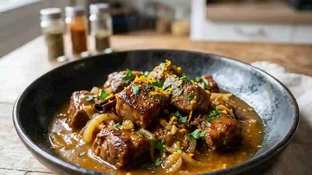 Sauté d'agneau fondant à l'orange et cannelle - Photo de présentation