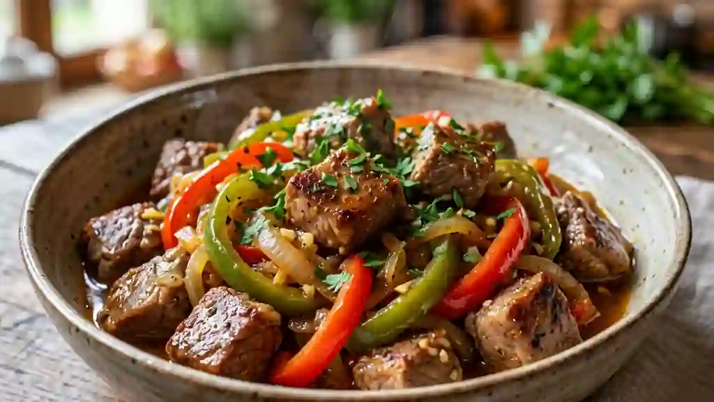 Sauté d'agneau fondant aux poivrons et cumin - Photo de présentation
