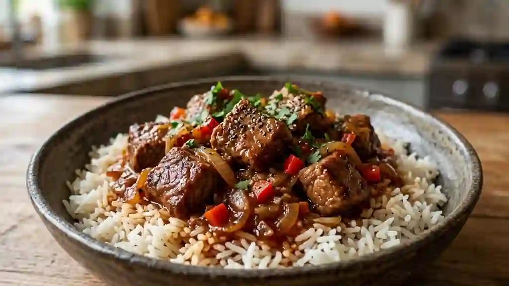 Agneau fondant au cumin et riz basmati - Photo de présentation