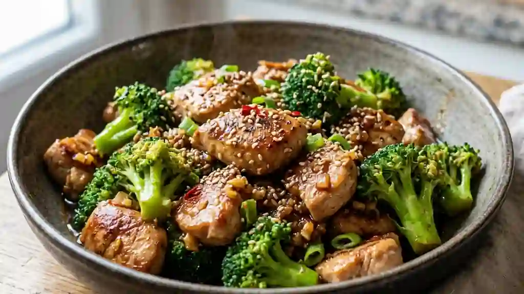 Sauté de dinde laqué au brocoli - Photo de présentation