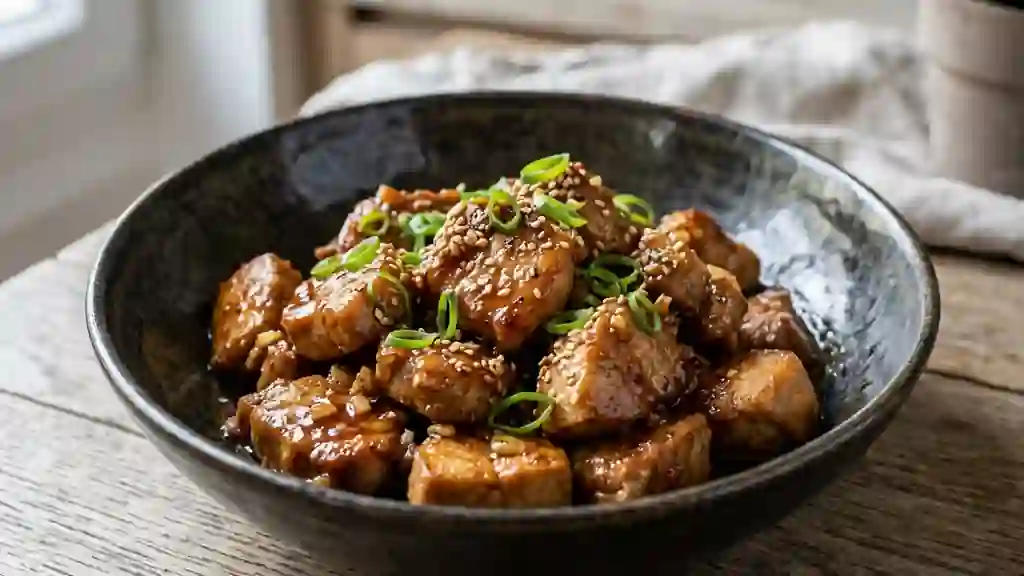 Sauté de porc au caramel fondant et laqué - Photo de présentation
