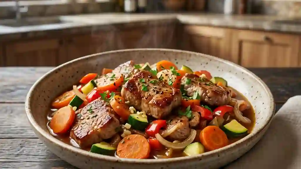Sauté de porc fondant aux légumes croquants - Photo de présentation