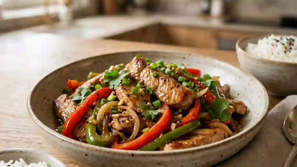 Sauté de porc fondant aux poivrons - Photo de présentation