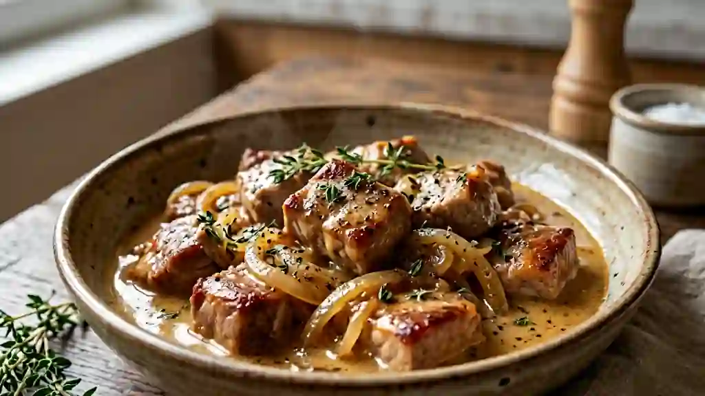 Sauté de porc crémeux au cidre et thym - Photo de présentation