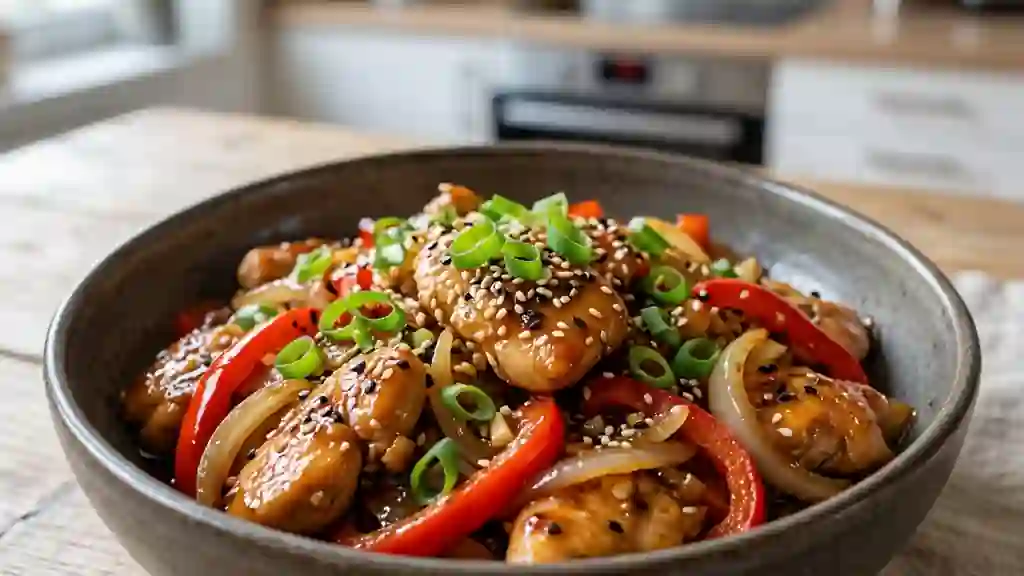 Poulet laqué au soja et gingembre frais - Photo de présentation