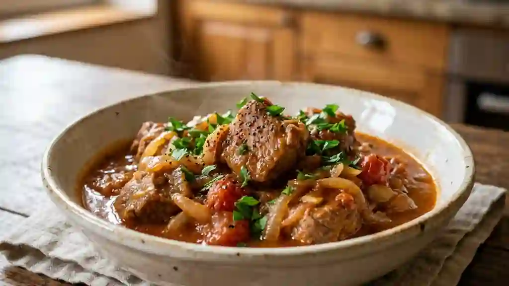 Sauté de veau à la lisboète tendre et fondant - Photo de présentation