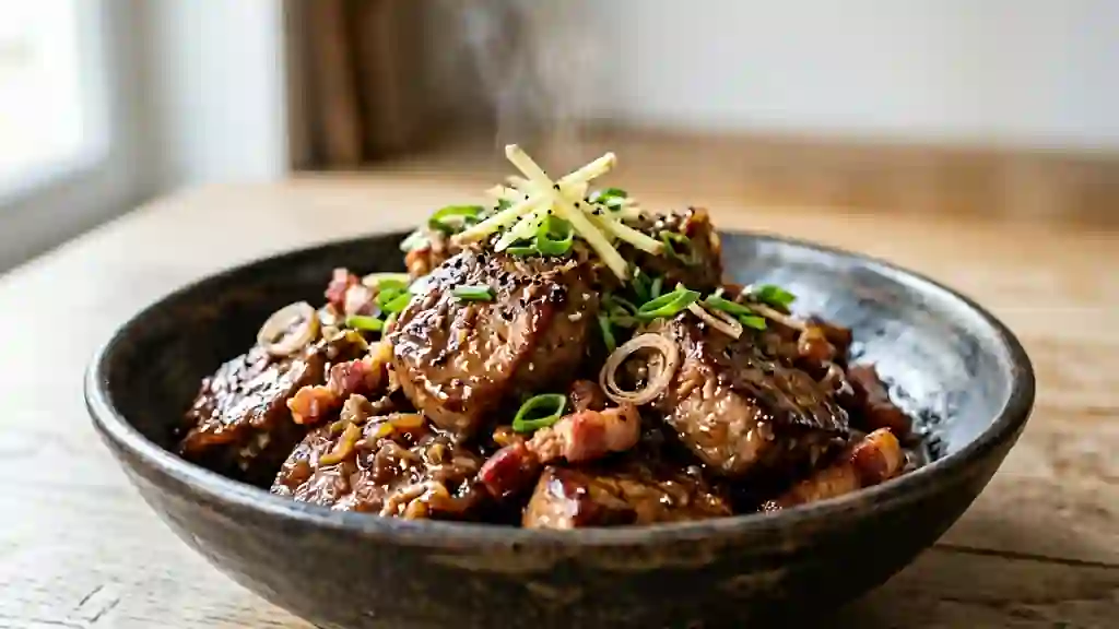 Sauté de veau fondant au bacon et gingembre - Photo de présentation