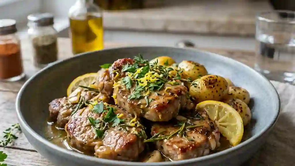 Sauté de veau fondant au citron et herbes - Photo de présentation
