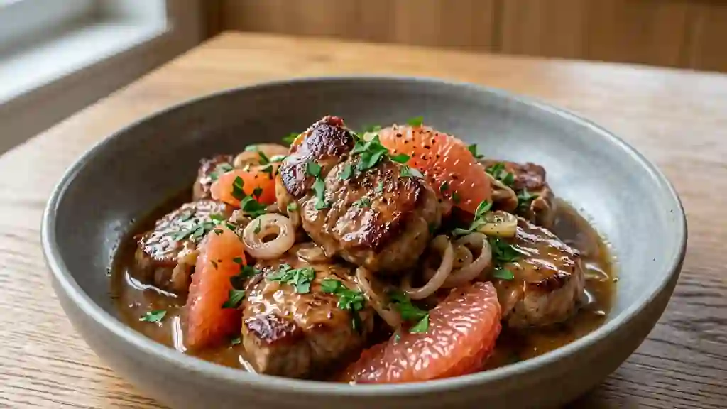Sauté de veau tendre au pamplemousse frais - Photo de présentation
