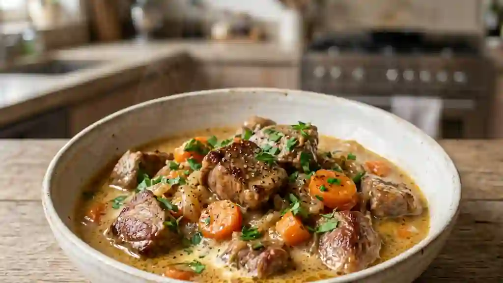Sauté de veau fondant à la crème - Photo de présentation