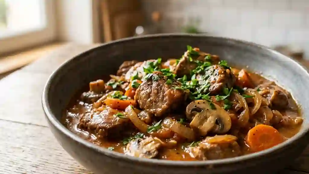 Veau Marengo fondant aux petits champignons - Photo de présentation