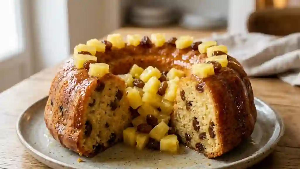 Savarin Moelleux à l'Ananas et Raisins au Rhum - Photo de présentation