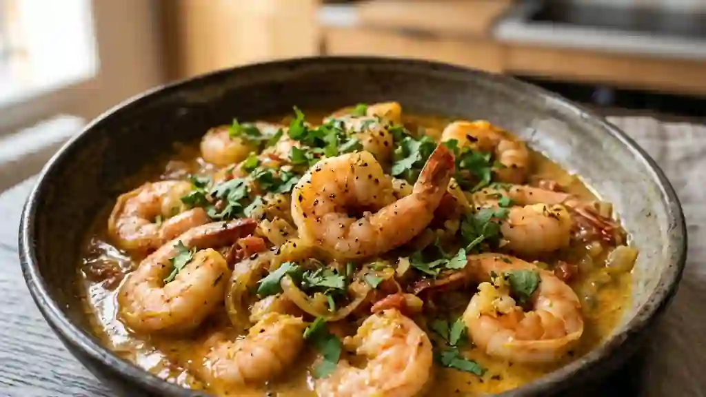 Scampi à l'indienne crémeux et épicés - Photo de présentation