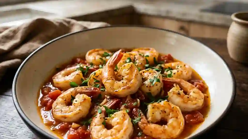 Scampis à la marseillaise, ail et tomates - Photo de présentation