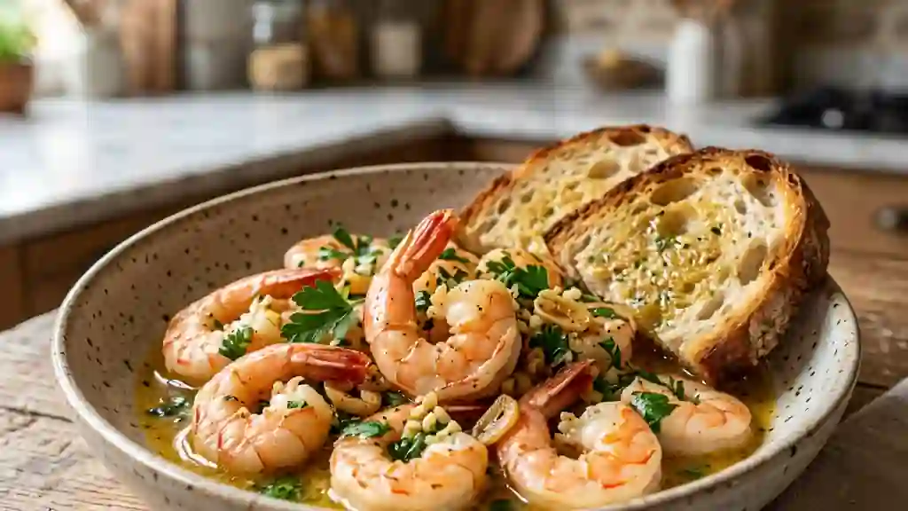 Scampis fondants au beurre d'ail - Photo de présentation