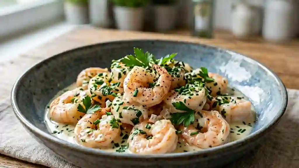 Scampis fondants, crème au Noilly et herbes - Photo de présentation