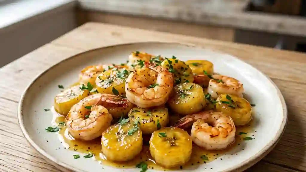 Scampis fondants à la banane caramélisée - Photo de présentation