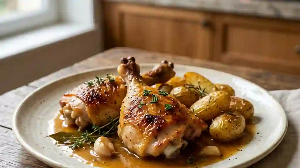 Cuisses de poulet confites au vin blanc - Photo de présentation