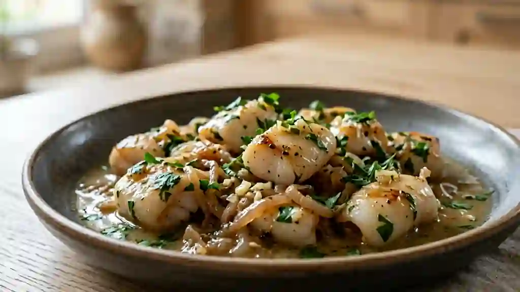 Seiches Fondantes au Vin Blanc et à l'Ail - Photo de présentation