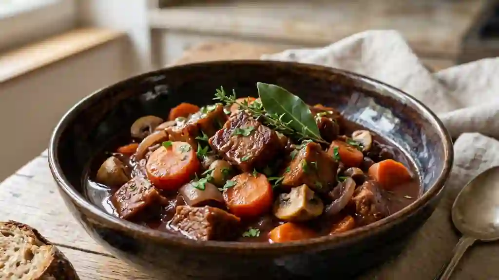 Seitan Bourguignon fondant au vin rouge - Photo de présentation