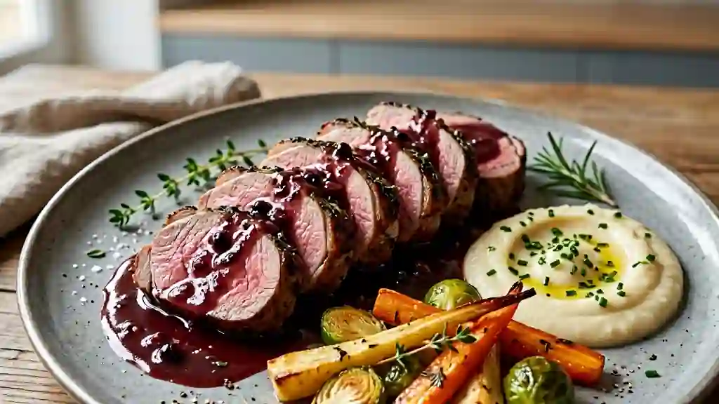 Selle de sanglier rôtie et sauce grand veneur - Photo de présentation