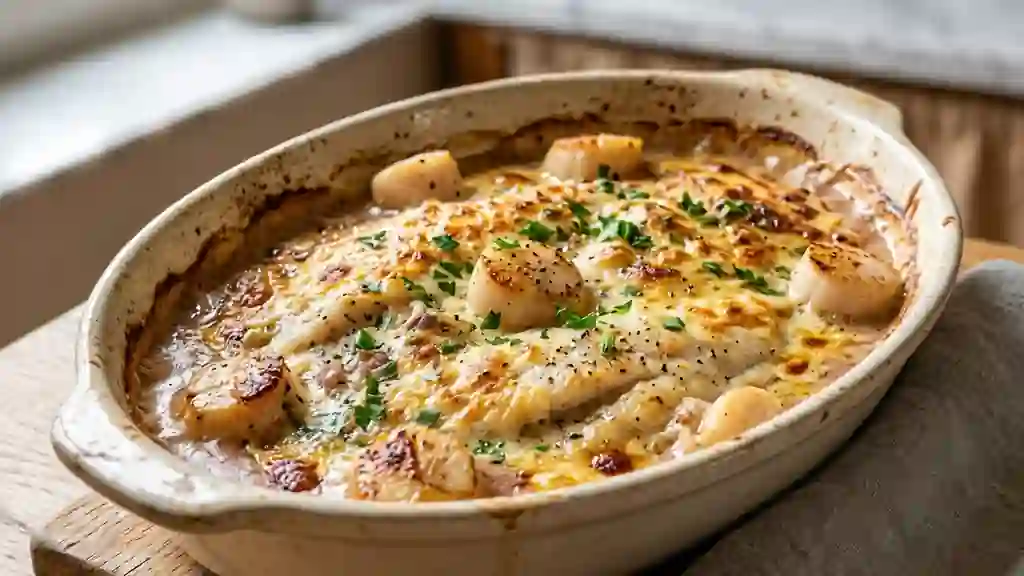 Sole et Saint-Jacques gratinées au vin blanc - Photo de présentation