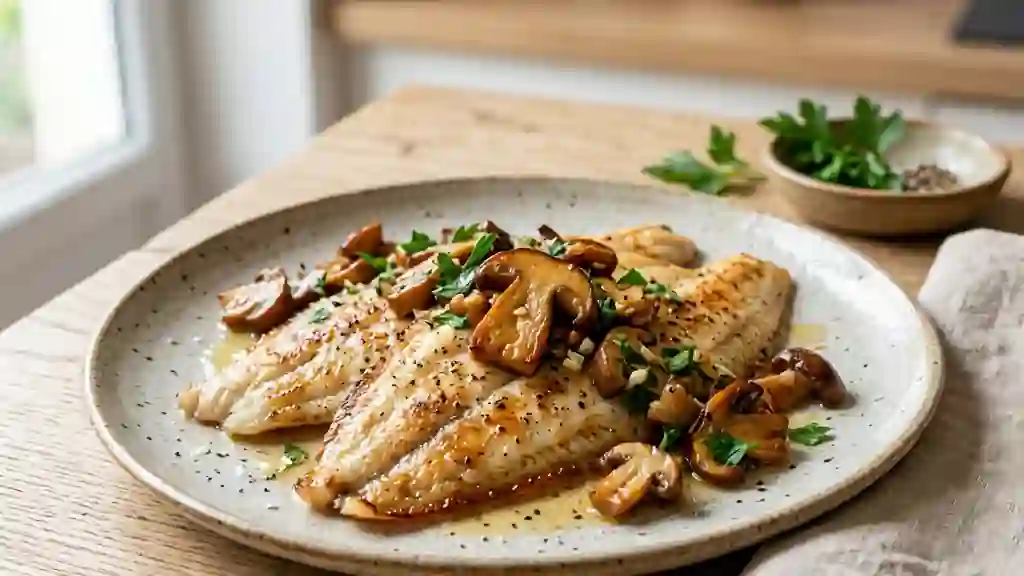 Soles dorées au beurre noisette et cèpes - Photo de présentation