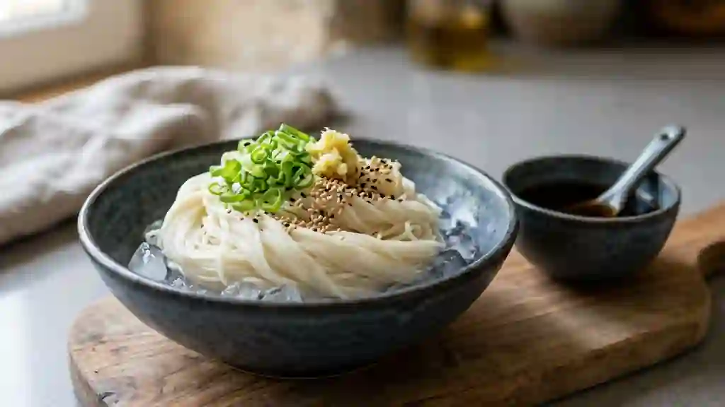 Somen glacées au dashi et gingembre frais - Photo de présentation