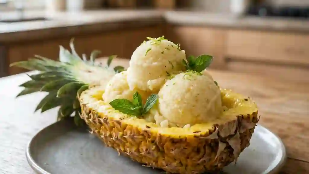 Sorbet ananas givré et citron vert - Photo de présentation