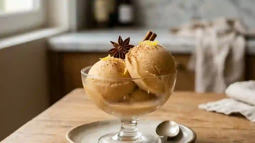 Sorbet Calvados et Cannelle : Fraîcheur Boisée - Photo de présentation