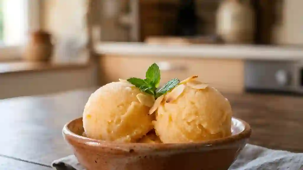 Sorbet aux pêches givré et fondant - Photo de présentation