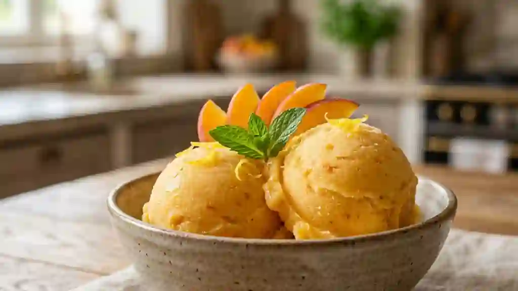 Sorbet à la pêche jaune velouté - Photo de présentation