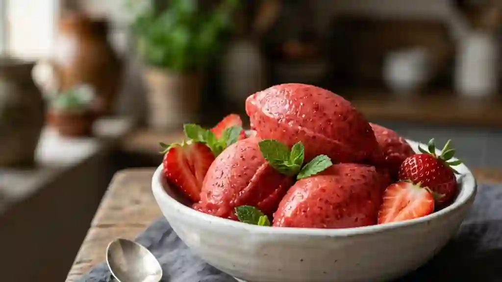 Sorbet fraise intense et fondant - Photo de présentation