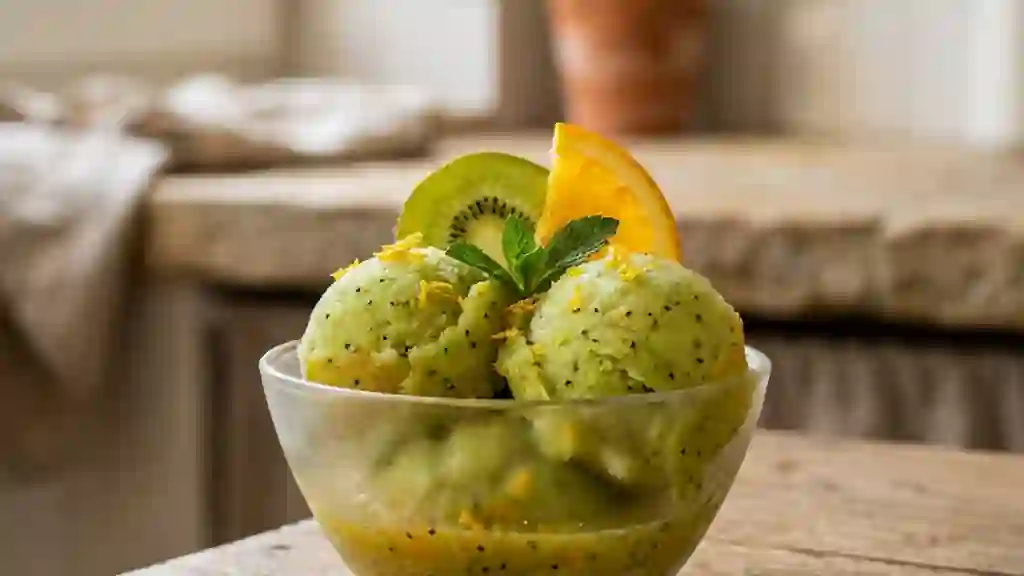 Sorbet givré Kiwi et Orange pressée - Photo de présentation