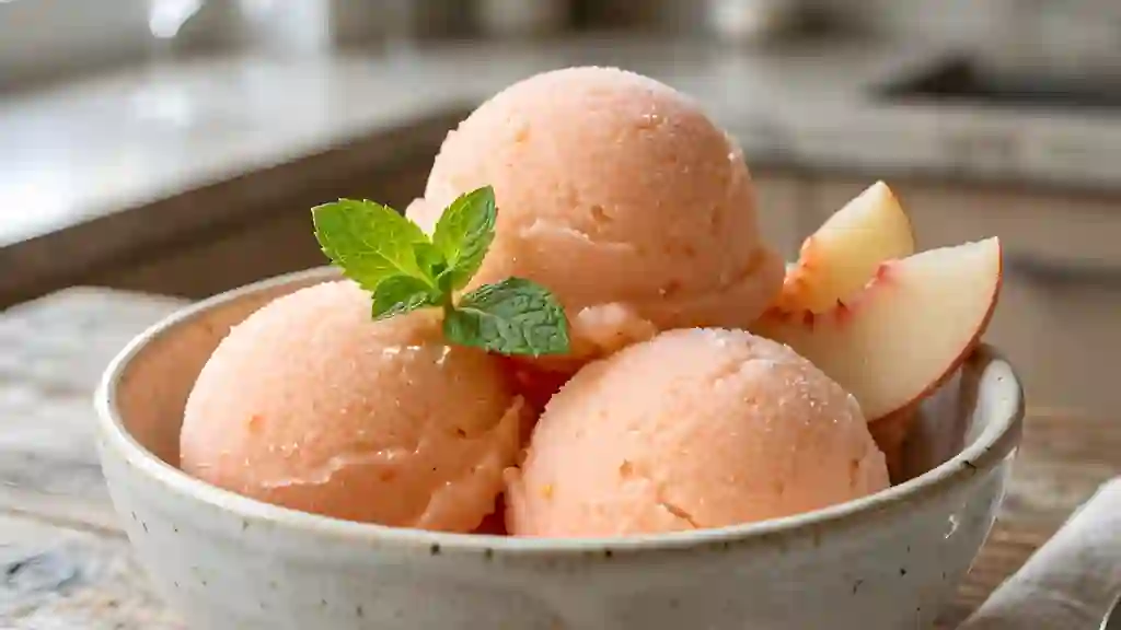 Sorbet velouté aux pêches blanches - Photo de présentation