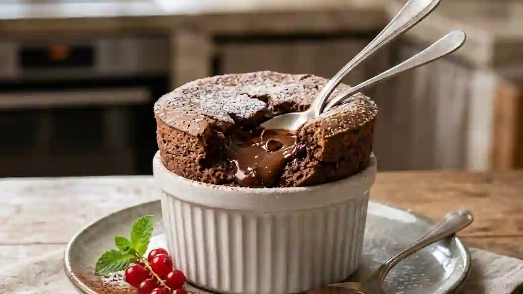 Soufflé au chocolat aérien et cœur coulant - Photo de présentation