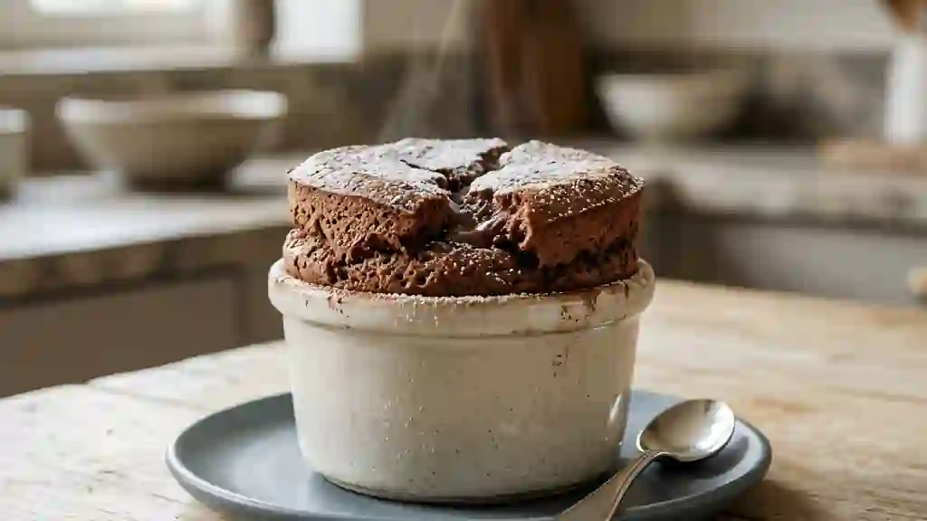 Soufflé au chocolat noir aérien - Photo de présentation