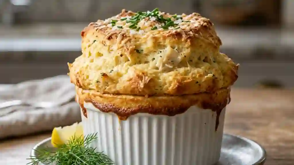 Soufflé au crabe aérien et fondant - Photo de présentation