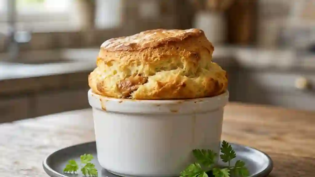 Soufflé aérien au foie gras fondu - Photo de présentation