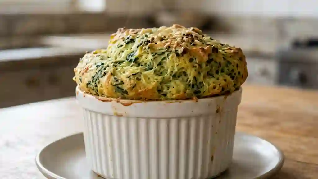 Soufflé aux épinards aérien et fondant - Photo de présentation