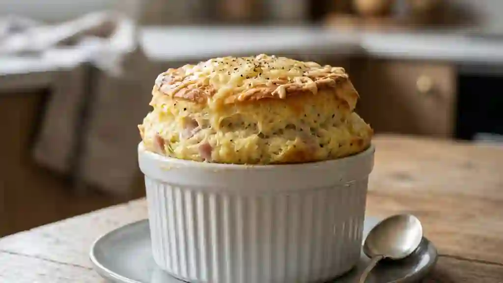 Soufflé aérien aux endives et jambon gratiné - Photo de présentation