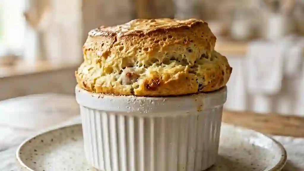 Soufflé aérien au boudin blanc et banane - Photo de présentation