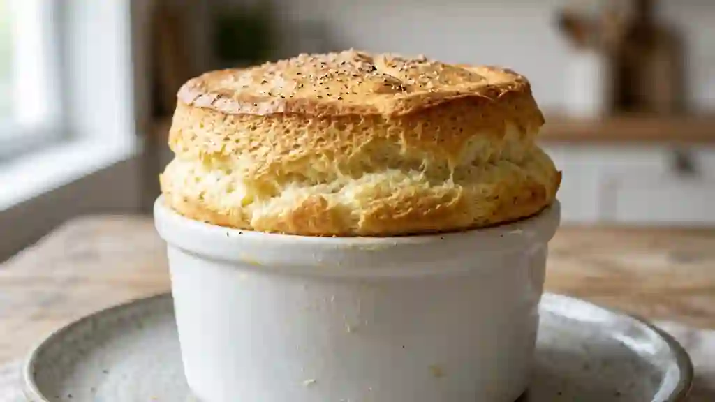 Soufflé au fromage blanc aérien et muscadé - Photo de présentation