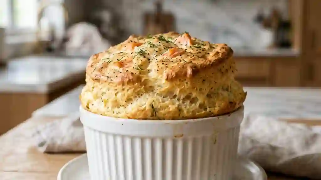 Soufflé au saumon aérien et fondant - Photo de présentation