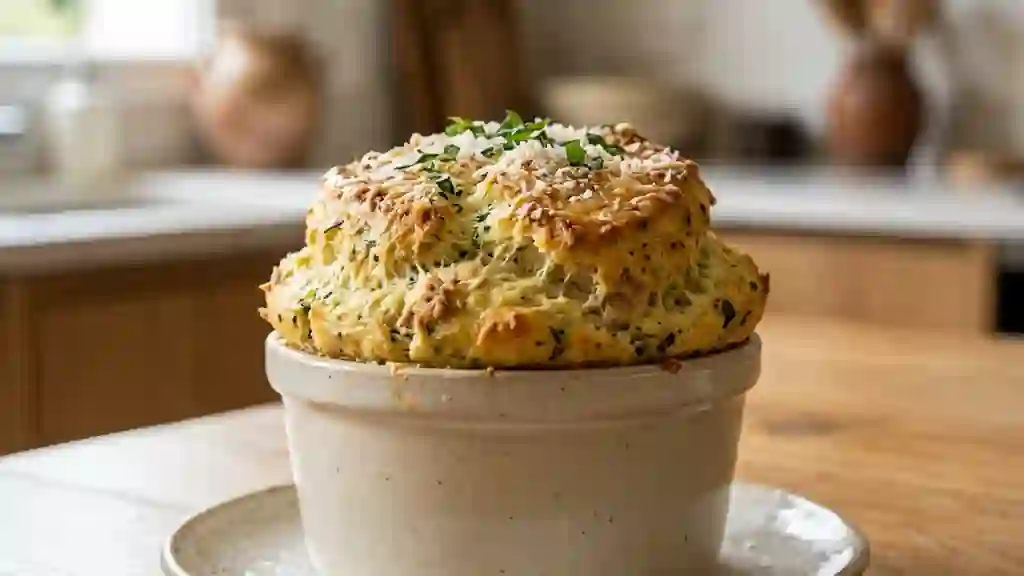 Soufflé au thon aérien et pesto fondant - Photo de présentation