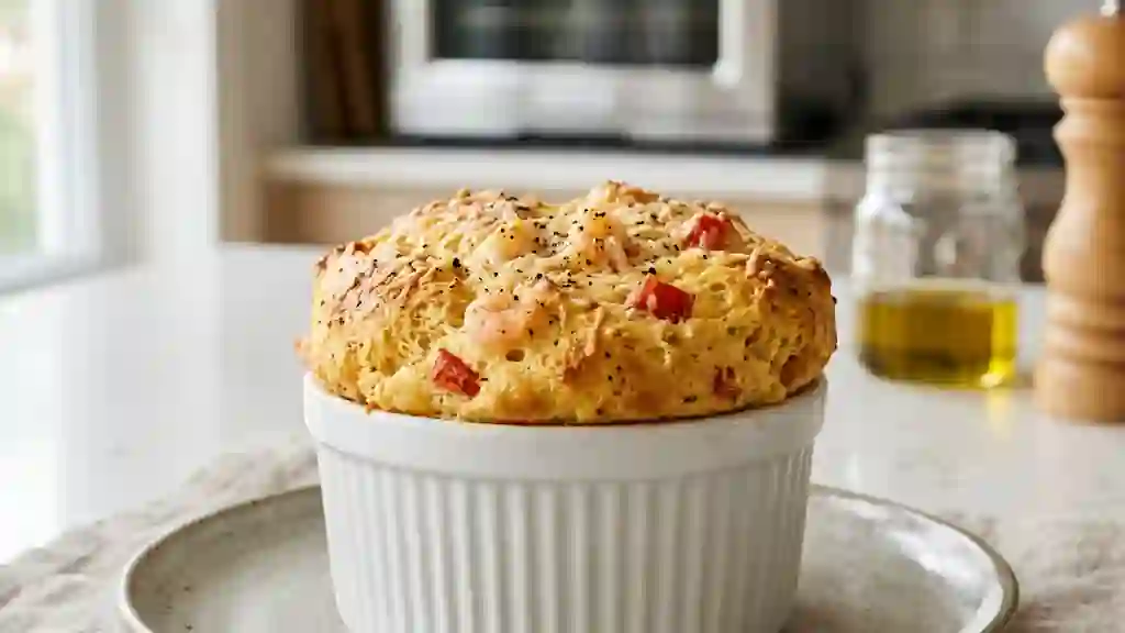 Soufflé aérien aux crevettes et tomates - Photo de présentation