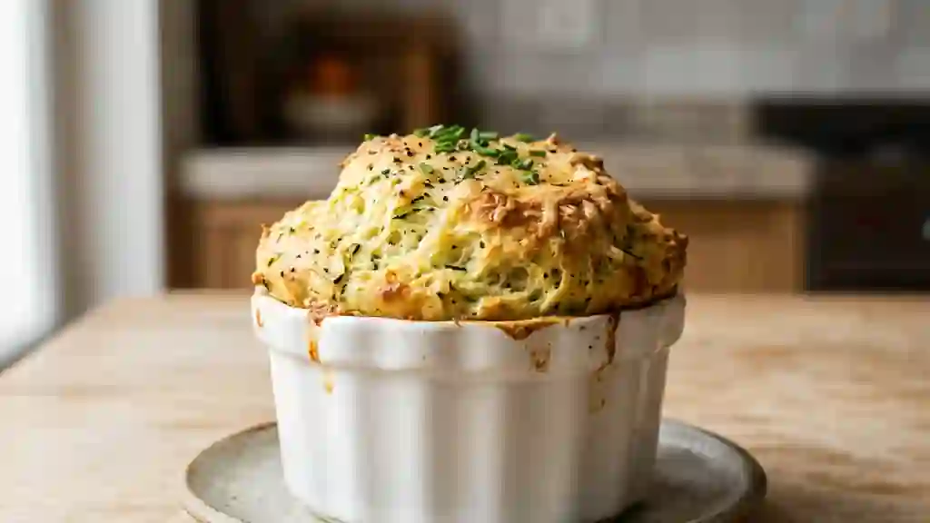 Soufflé aérien courgette et gruyère fondant - Photo de présentation