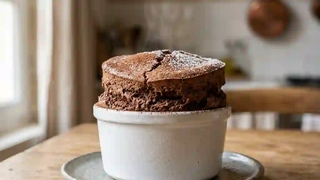 Soufflé au chocolat noir intense et aérien - Photo de présentation