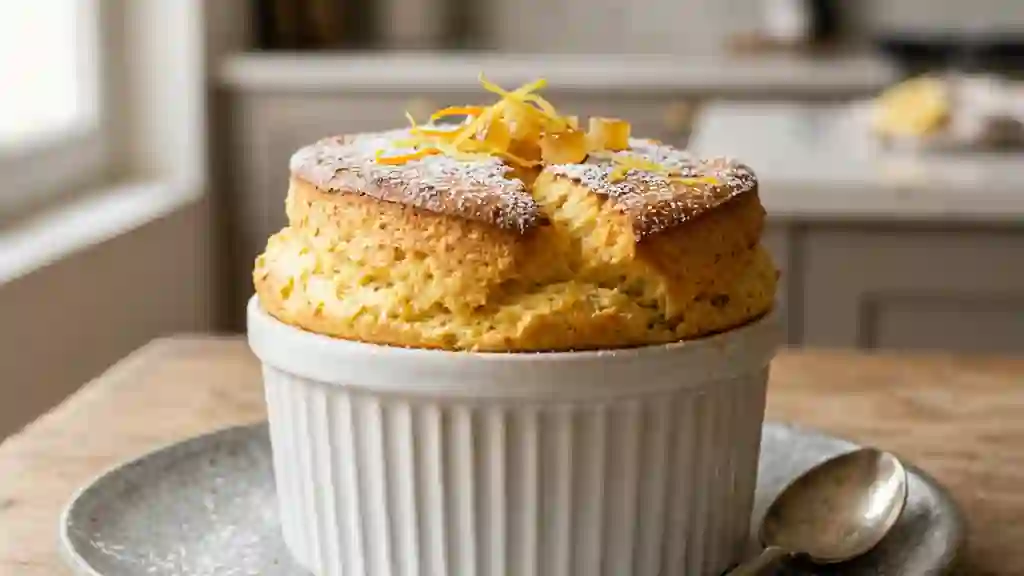 Soufflé nuage citron et orange confite - Photo de présentation